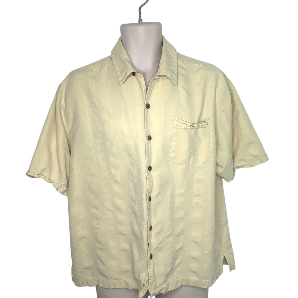 Jamaica Jaxx Mens Large 100% Silk Embroidered Pattern Hawaiian Camp Shirt Travel